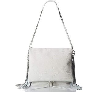 NWT ASH Kimi Leather Fringe Crossbody Bag, White Snake